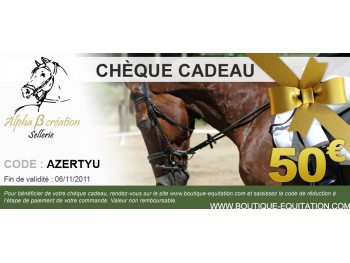 Ch&egrave;que cadeau valeur 50&euro;