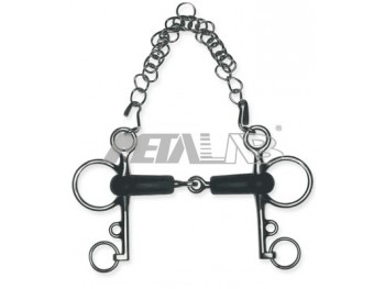  MORS PELHAM INOX CANON GAINE DE CAOUTCHOUC SOUPLE  BRANCHES LONGUES  METALAB